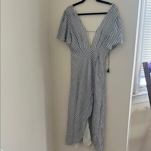 Striped V-Neck Maxi Dress